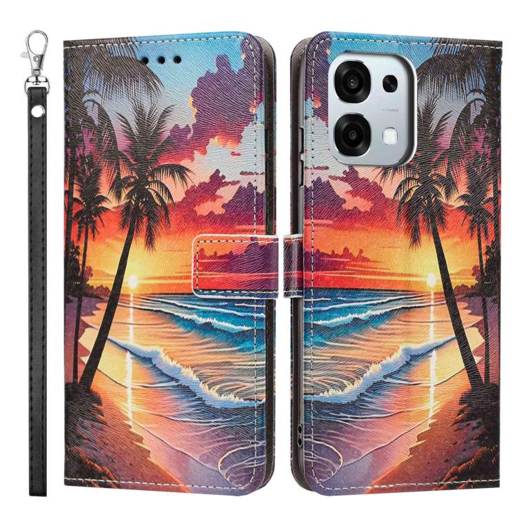 For OPPO F31 5G/A6 Pro 4G/5G Global Painted Pattern Vegan Leather Phone Case with Strap