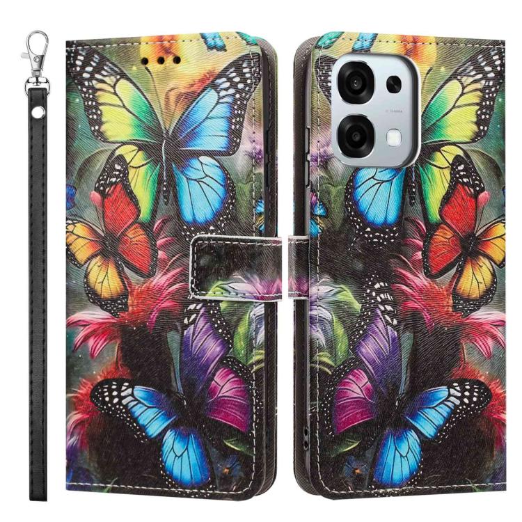 For OPPO F31 5G/A6 Pro 4G/5G Global Painted Pattern Vegan Leather Phone Case with Strap