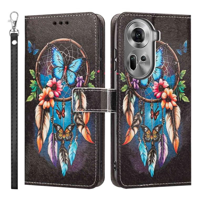 For OPPO Reno11 Global Painted Pattern Vegan Leather Phone Case with Strap