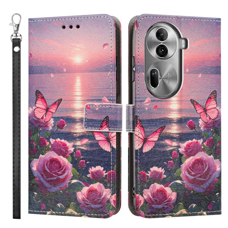 For OPPO Reno11 Pro Global Painted Pattern Vegan Leather Phone Case with Strap