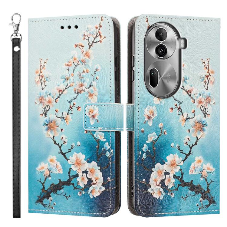 For OPPO Reno11 Pro Global Painted Pattern Vegan Leather Phone Case with Strap