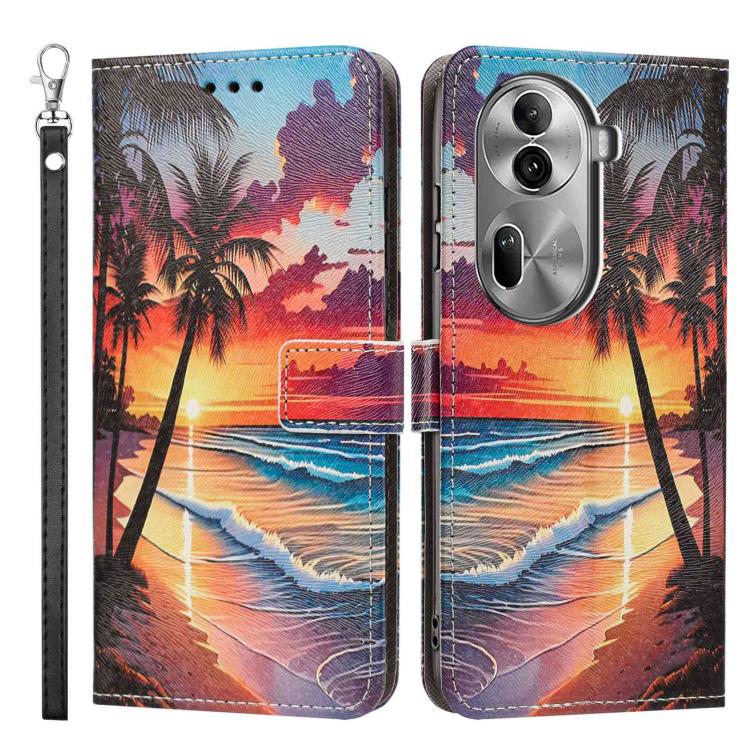 For OPPO Reno11 Pro Global Painted Pattern Vegan Leather Phone Case with Strap