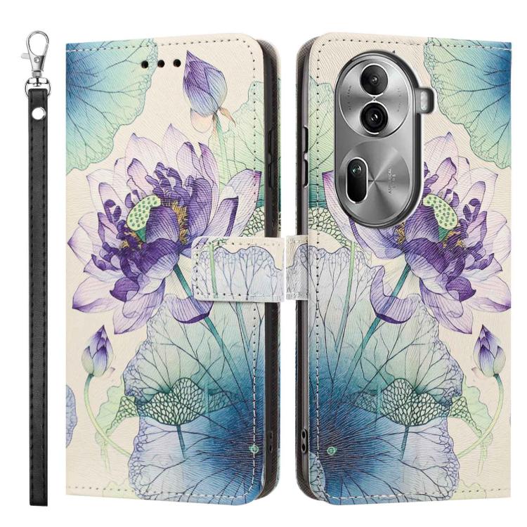 For OPPO Reno11 Pro Global Painted Pattern Vegan Leather Phone Case with Strap
