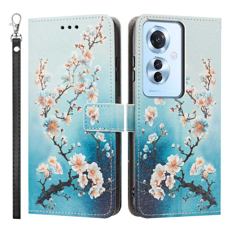 For OPPO Reno11 F Global/F25 Pro 5G Global Painted Pattern Vegan Leather Phone Case with Strap