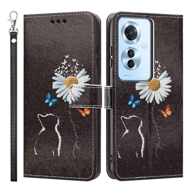 For OPPO Reno11 F Global/F25 Pro 5G Global Painted Pattern Vegan Leather Phone Case with Strap
