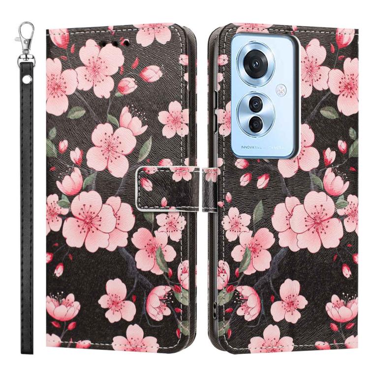 For OPPO Reno11 F Global/F25 Pro 5G Global Painted Pattern Vegan Leather Phone Case with Strap