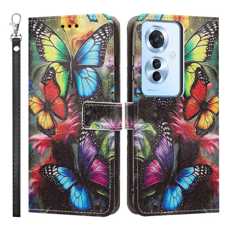 For OPPO Reno11 F Global/F25 Pro 5G Global Painted Pattern Vegan Leather Phone Case with Strap