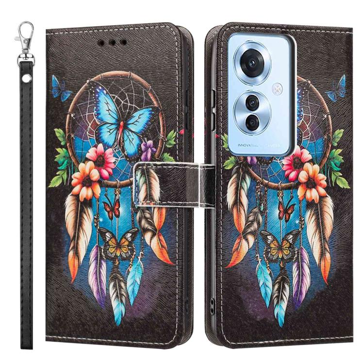 For OPPO Reno11 F Global/F25 Pro 5G Global Painted Pattern Vegan Leather Phone Case with Strap
