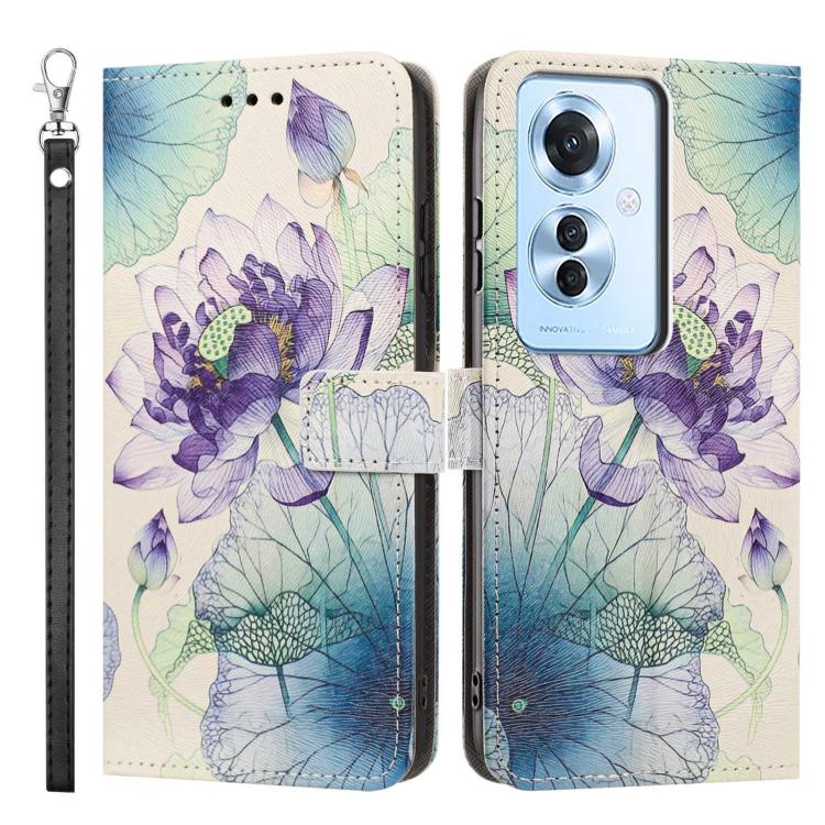 For OPPO Reno11 F Global/F25 Pro 5G Global Painted Pattern Vegan Leather Phone Case with Strap