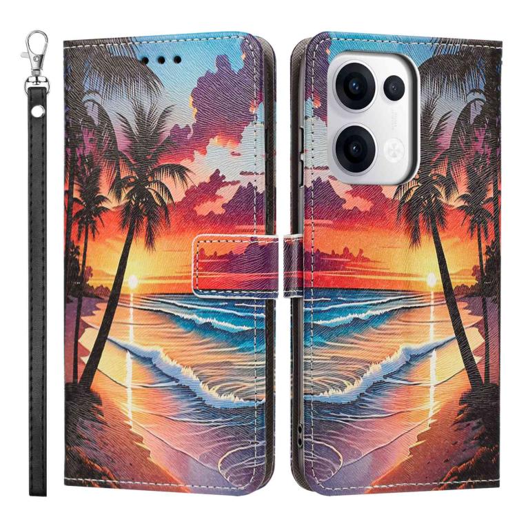 For OPPO Reno13/14 5G/14 F 5G Global Painted Pattern Vegan Leather Phone Case with Strap