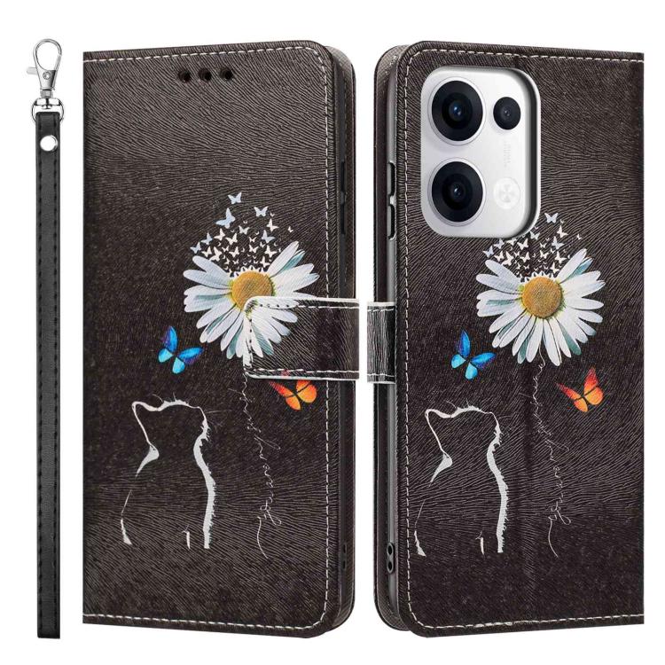 For OPPO Reno13/14 5G/14 F 5G Global Painted Pattern Vegan Leather Phone Case with Strap