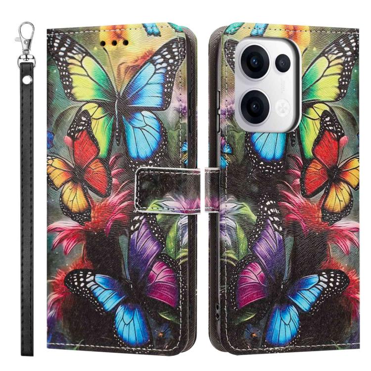 For OPPO Reno13/14 5G/14 F 5G Global Painted Pattern Vegan Leather Phone Case with Strap