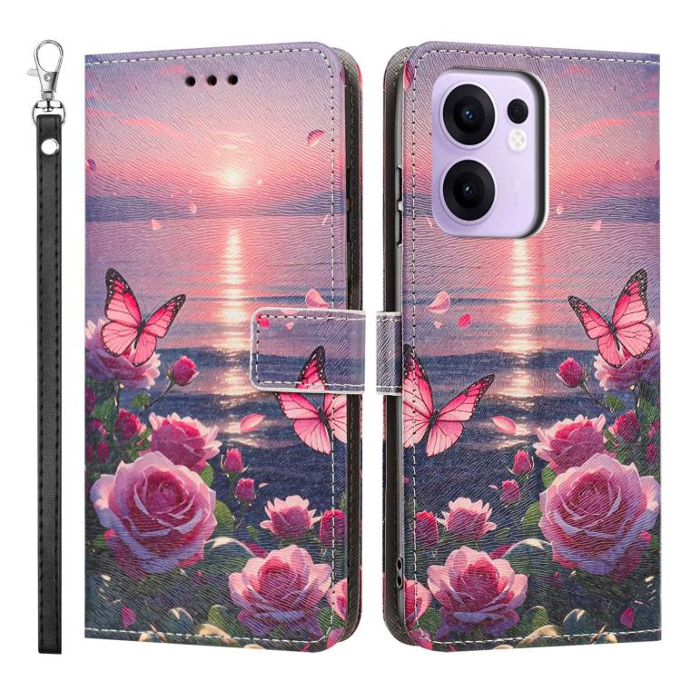 For OPPO Reno13 F 4G/5G Global/13F S Painted Pattern Vegan Leather Phone Case with Strap