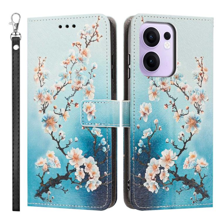 For OPPO Reno13 F 4G/5G Global/13F S Painted Pattern Vegan Leather Phone Case with Strap