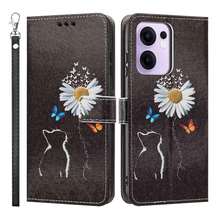 For OPPO Reno13 F 4G/5G Global/13F S Painted Pattern Vegan Leather Phone Case with Strap