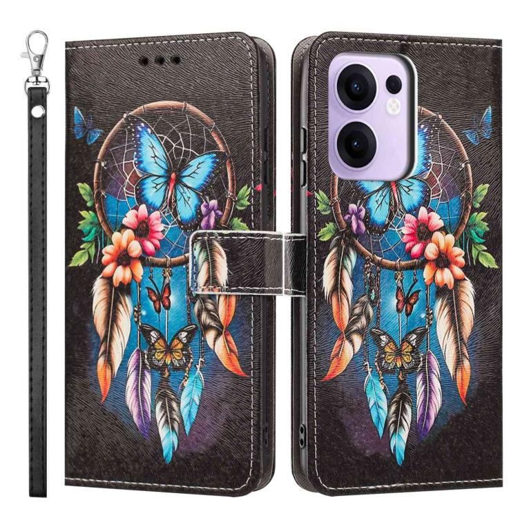 For OPPO Reno13 F 4G/5G Global/13F S Painted Pattern Vegan Leather Phone Case with Strap