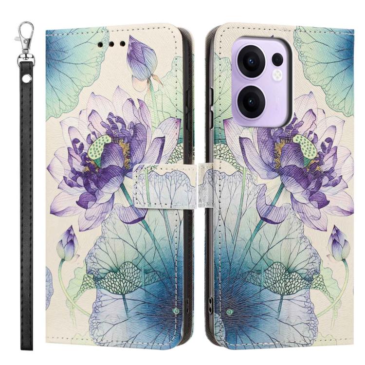 For OPPO Reno13 F 4G/5G Global/13F S Painted Pattern Vegan Leather Phone Case with Strap