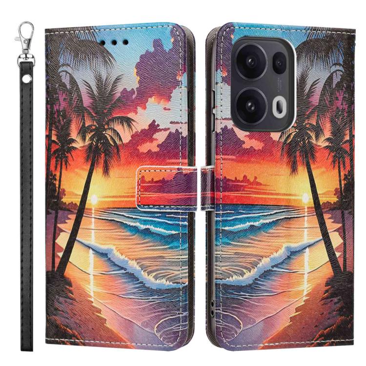For OPPO Reno13 Pro/14 Pro 5G Global Painted Pattern Vegan Leather Phone Case with Strap