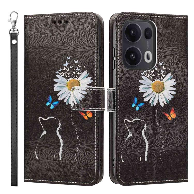For OPPO Reno13 Pro/14 Pro 5G Global Painted Pattern Vegan Leather Phone Case with Strap