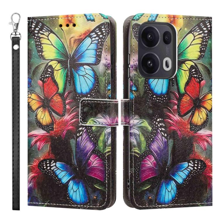 For OPPO Reno13 Pro/14 Pro 5G Global Painted Pattern Vegan Leather Phone Case with Strap
