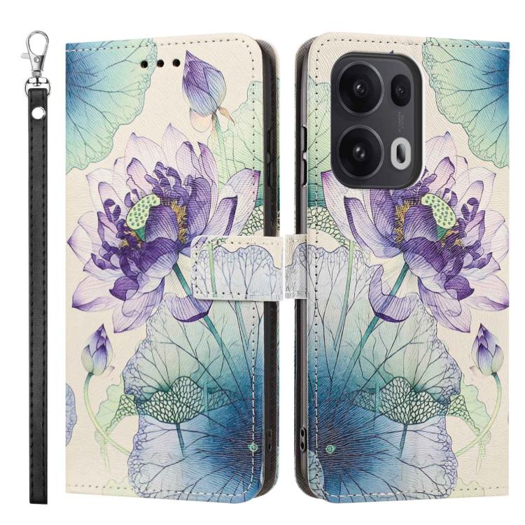 For OPPO Reno13 Pro/14 Pro 5G Global Painted Pattern Vegan Leather Phone Case with Strap