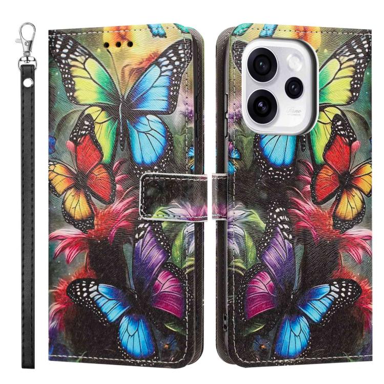 For OPPO Reno15 5G Global Painted Pattern Vegan Leather Phone Case with Strap