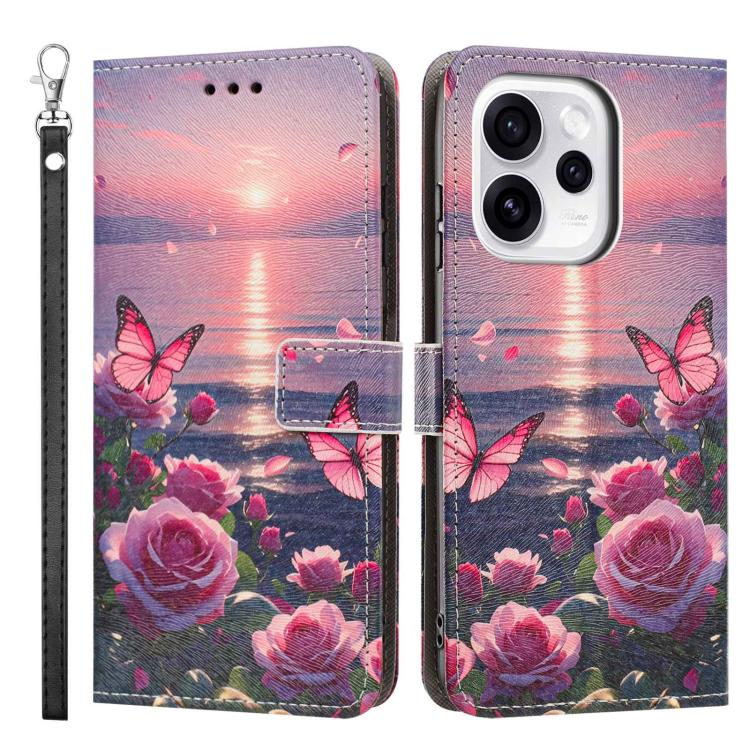 For OPPO Reno15 F Global Painted Pattern Vegan Leather Phone Case with Strap