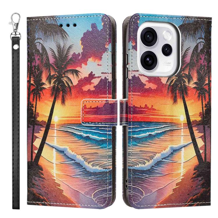 For OPPO Reno15 F Global Painted Pattern Vegan Leather Phone Case with Strap