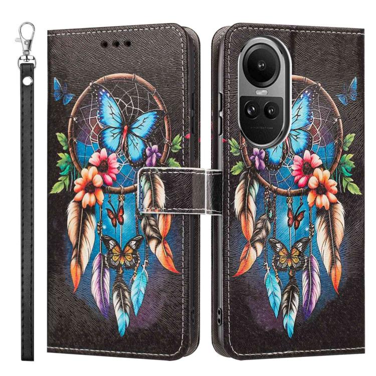 For OPPO Reno10/10 Pro Painted Pattern Vegan Leather Phone Case with Strap