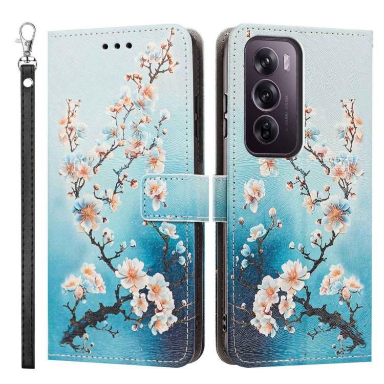 For OPPO Reno12 Pro Global Painted Pattern Vegan Leather Phone Case with Strap