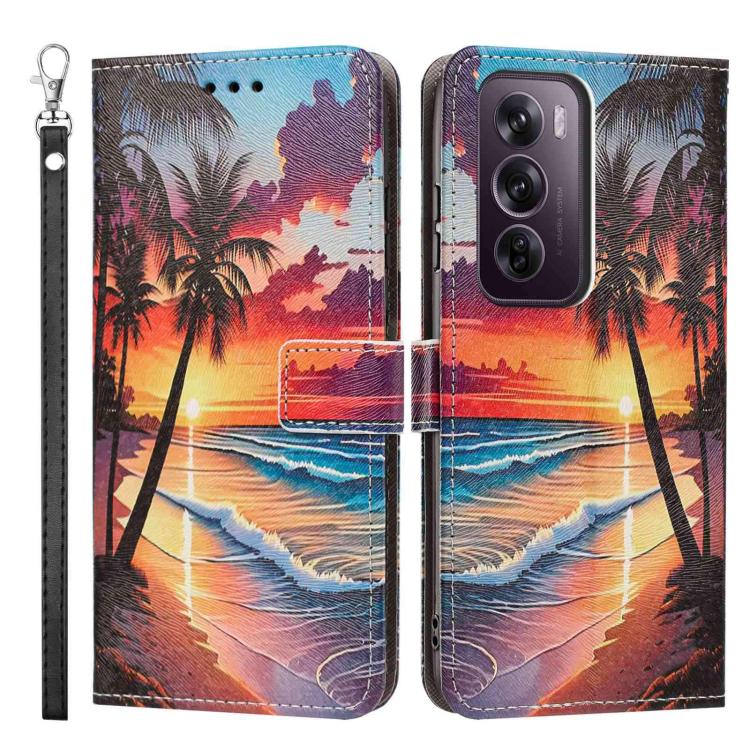 For OPPO Reno12 Pro Global Painted Pattern Vegan Leather Phone Case with Strap