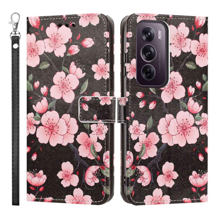 For OPPO Reno12 Pro Global Painted Pattern Vegan Leather Phone Case with Strap