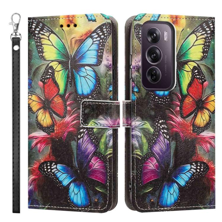 For OPPO Reno12 Pro Global Painted Pattern Vegan Leather Phone Case with Strap