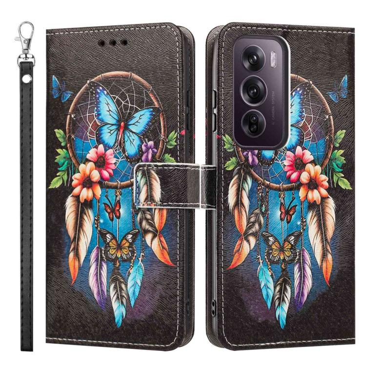 For OPPO Reno12 Pro Global Painted Pattern Vegan Leather Phone Case with Strap