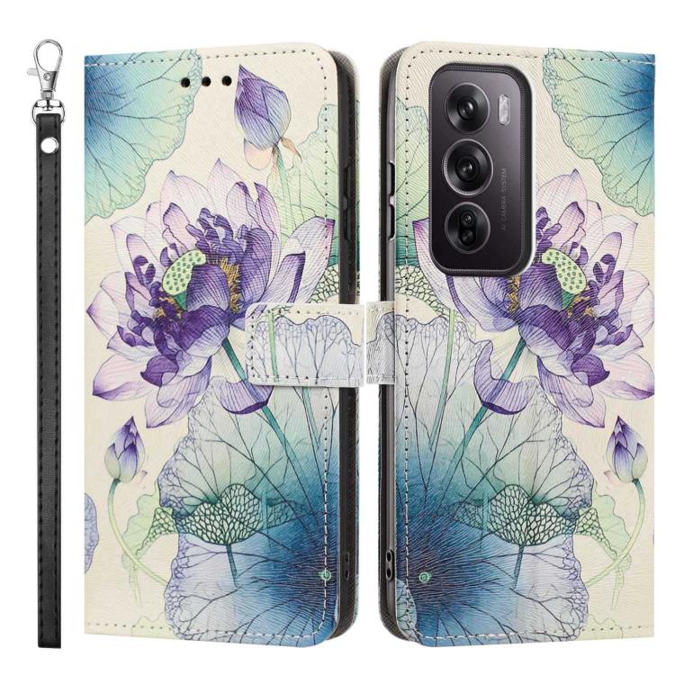 For OPPO Reno12 Pro Global Painted Pattern Vegan Leather Phone Case with Strap