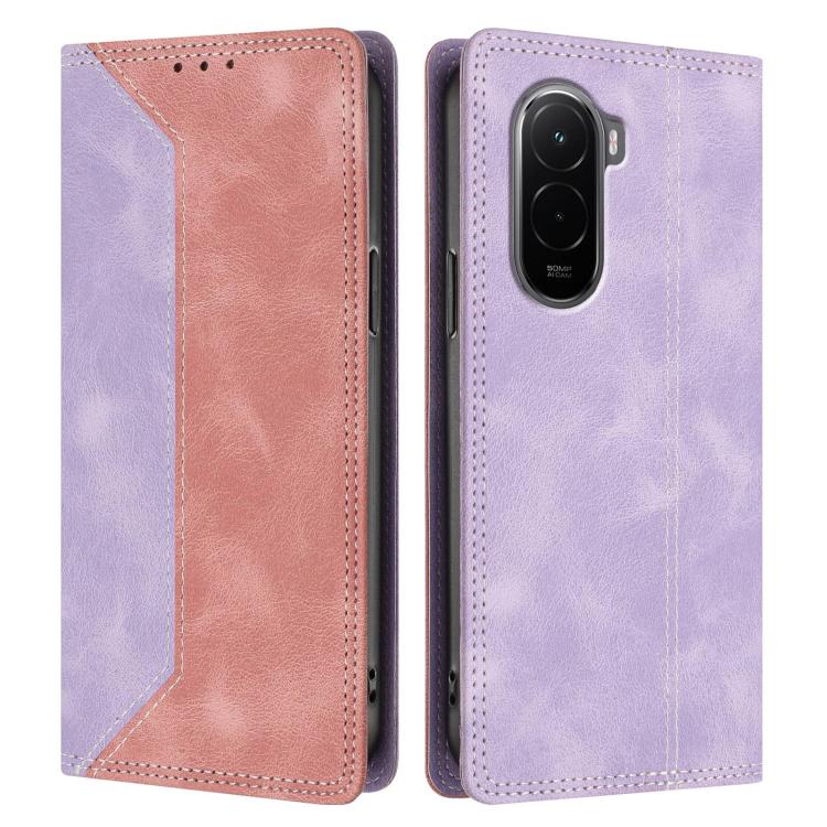 For Xiaomi Poco M7 4G 171mm Skin Feel Two-tone RFID Blocking Vegan Leather Phone Case