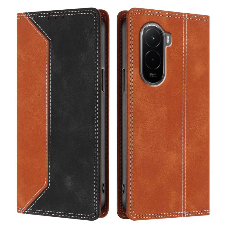 For Xiaomi Poco M7 4G 171mm Skin Feel Two-tone RFID Blocking Vegan Leather Phone Case