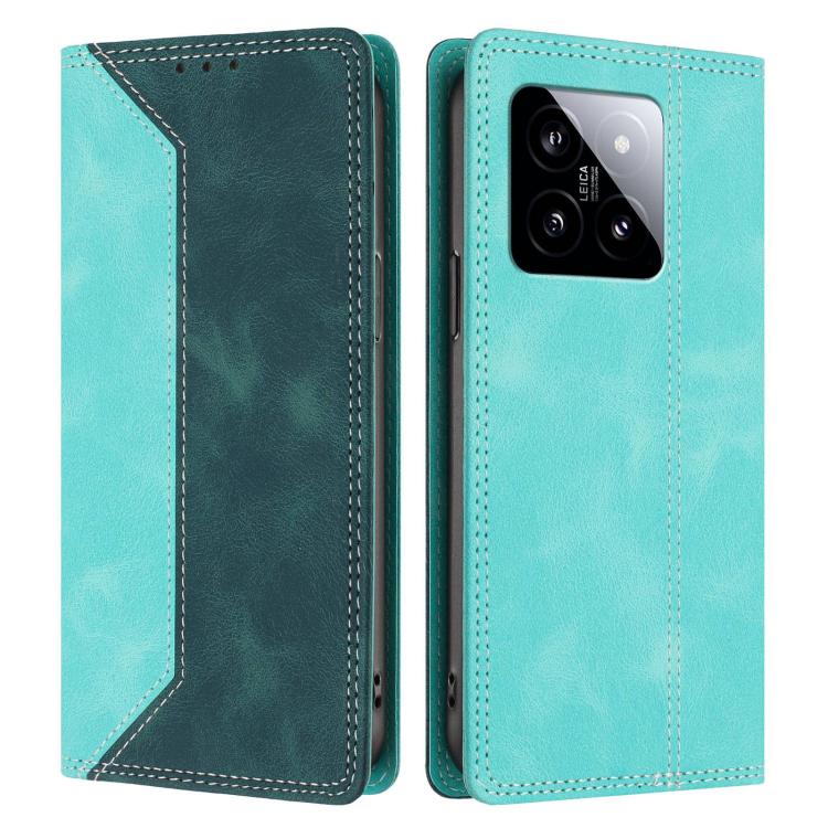 For Xiaomi 14 Skin Feel Two-tone RFID Blocking Vegan Leather Phone Case