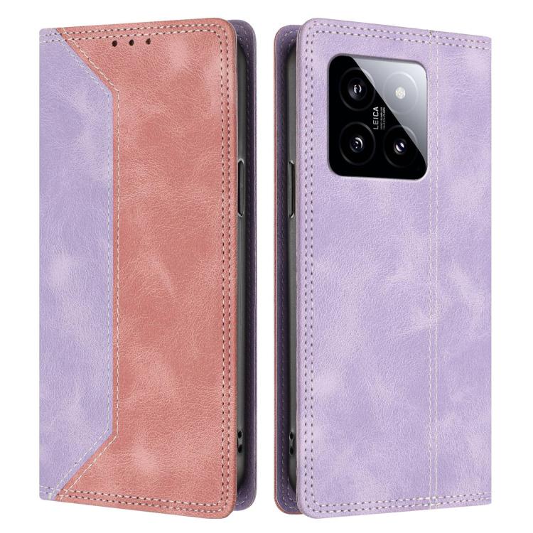 For Xiaomi 14 Skin Feel Two-tone RFID Blocking Vegan Leather Phone Case