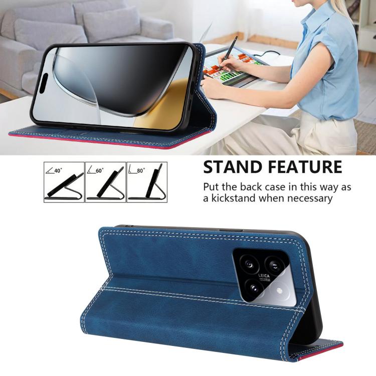 For Xiaomi 14 Skin Feel Two-tone RFID Blocking Vegan Leather Phone Case