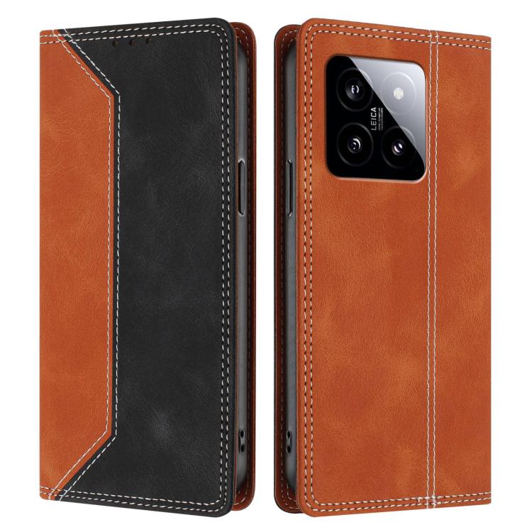 For Xiaomi 14 Skin Feel Two-tone RFID Blocking Vegan Leather Phone Case