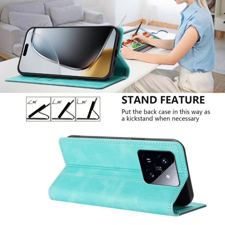 For Xiaomi 14 Pro Skin Feel Two-tone RFID Blocking Vegan Leather Phone Case