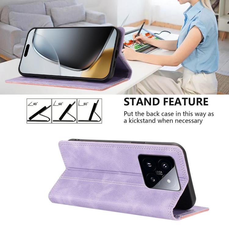 For Xiaomi 14 Pro Skin Feel Two-tone RFID Blocking Vegan Leather Phone Case
