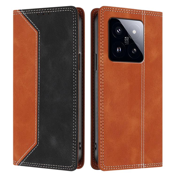 For Xiaomi 14 Pro Skin Feel Two-tone RFID Blocking Vegan Leather Phone Case