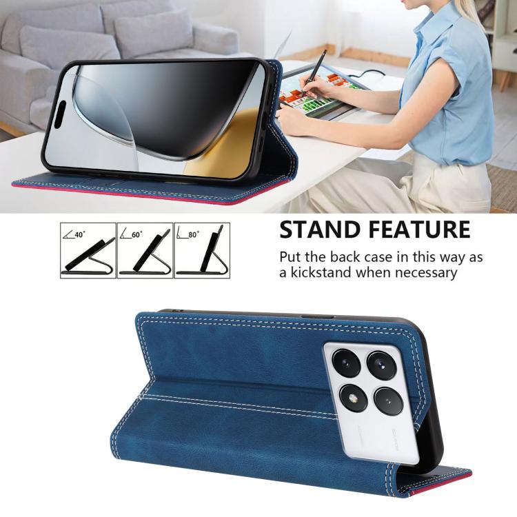 For Xiaomi 14T Skin Feel Two-tone RFID Blocking Vegan Leather Phone Case