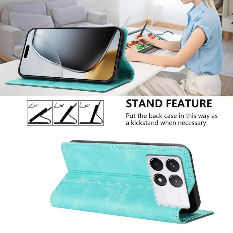 For Xiaomi 14T Pro Skin Feel Two-tone RFID Blocking Vegan Leather Phone Case