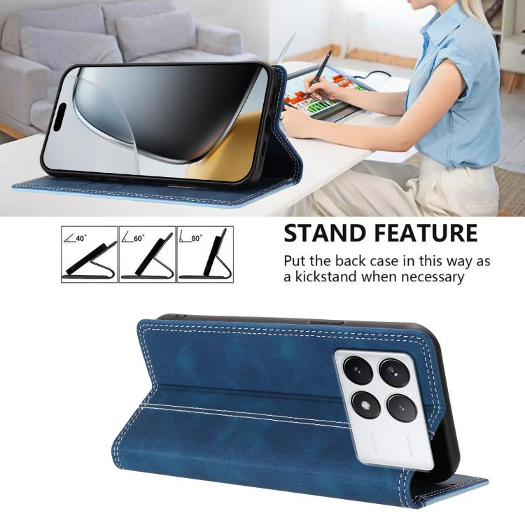 For Xiaomi 14T Pro Skin Feel Two-tone RFID Blocking Vegan Leather Phone Case