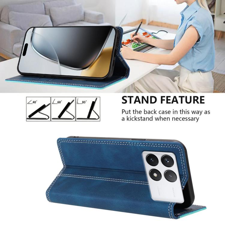 For Xiaomi 14T Pro Skin Feel Two-tone RFID Blocking Vegan Leather Phone Case
