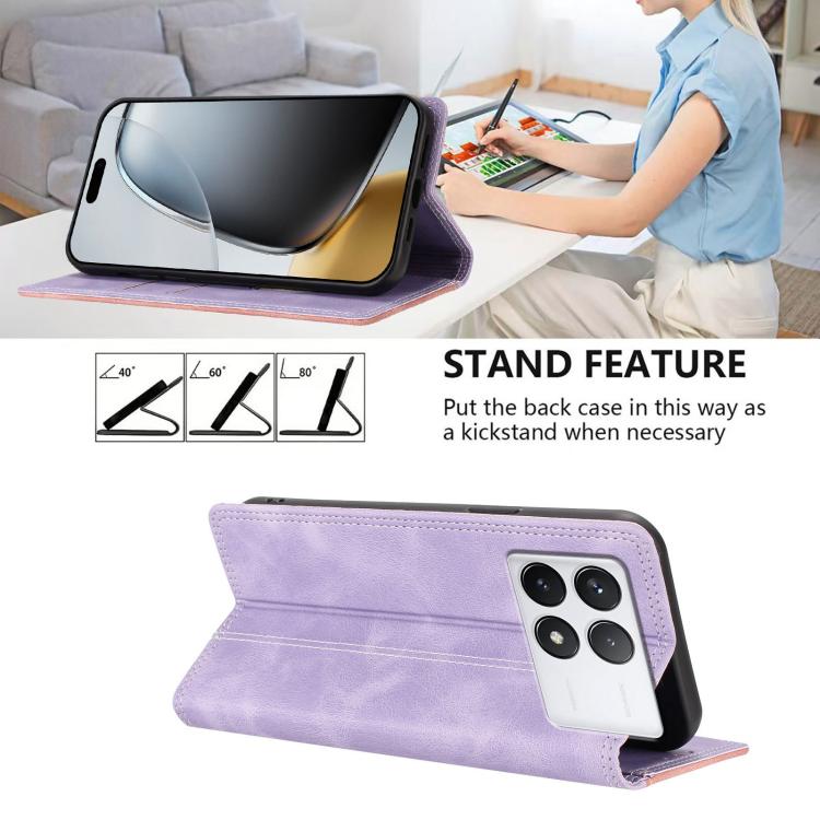 For Xiaomi 14T Pro Skin Feel Two-tone RFID Blocking Vegan Leather Phone Case