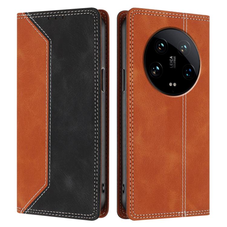 For Xiaomi 14 Ultra Skin Feel Two-tone RFID Blocking Vegan Leather Phone Case